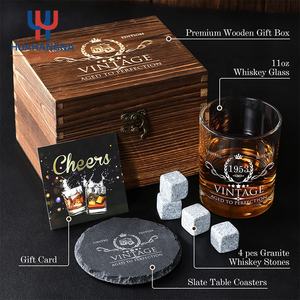 Huahang personnalisé 11 oz Vintage Double verre à whisky à l'ancienne Logo gravé boîte-cadeau en bois Transparent pour <span class=keywords><strong>Scotch</strong></span> Bourbon - Product Image 3