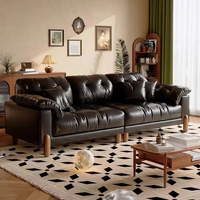Nouveau design, ensemble de canapés de luxe beige en cuir, 1, 2, 3 places, style moderne du milieu du siècle, canapés en cuir pour salon, hôtel, villa