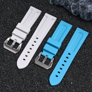 Correa de reloj de goma vulcanizada FKM mejorada, correa de reloj de goma de flúor suave e impermeable de 22/24mm con hebilla resistente para <span class=keywords><strong>Panera</strong></span> - Product Image 3