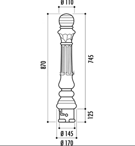 Poteau <span class=keywords><strong>anti</strong></span>-parking en fonte Art Déco, hauteur 870 mm, qualité ingénieur, réfléchissant - Product Image 2