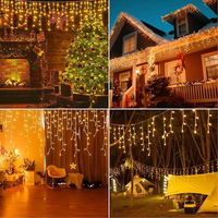 Guirnalda de Luces LED para Exteriores, Conectable, 10 Metros, 200 LED, Blanco Cálido, para Navidad, DC24V, Bajo Voltaje, IP44, 8 Modos, Temporizador