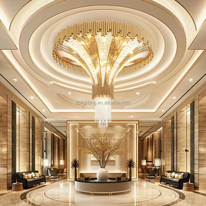 Customized <strong>Fixtures</strong> Indoor Decoration Modern New Models Hotel Villa Staircase Gold Luxury LED Crystal Chandeliers - Product Image 1