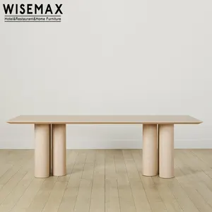 Wisemax móveis modernos, decoração de sala de jantar, armação de madeira natural, 4 6, 8 assentos, restaurante, mesa de jantar, com cilindro, pernas