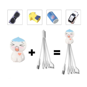 Personnalisation créative Forme animale Enfants <span class=keywords><strong>Dessin</strong></span> <span class=keywords><strong>Animé</strong></span> Mignon Conception de Véhicule Câble de Charge Multi avec Pvc Formes Personnalisées 4 en 1 3 en 1 - Product Image 3
