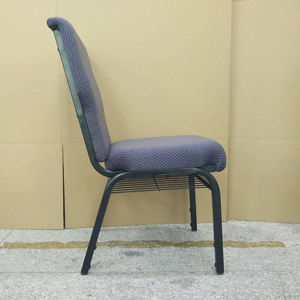 Chaises rembourrées en lin métal direct d'usine chaises empilables de salle d'opéra chaises d'église de style européen vente pour - Product Image 5