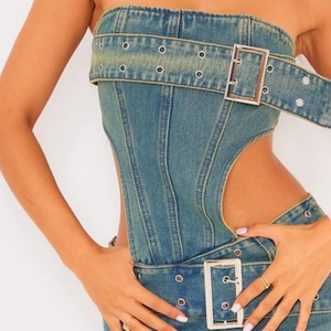 Vestido Vaquero Azul para Mujer, Diseño sin Mangas, Estilo Casual, Vestido Vaquero para Damas - Product Image 3