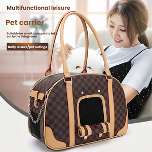 Pet Carrier <strong>Bag</strong> Wholesale Luxury Chessboard Pattern Breathable Mesh Portable Handbag for Cats Small Dogs Outdoor Travel Tote <strong>Bag</strong> - Product Image 3
