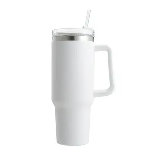 Customized 40oz Double Wall Stainless Steel Quencher Thermal Travel Coffee Mug Insulated Beer Tumbler With Handle Lid