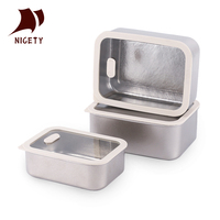 Contenedor de Alimentos de Titanio Puro al por Mayor de Fábrica, Tapa de Vidrio, Hermético, Antibacteriano, Lonchera de 700, 1200, 1500 ml