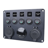Interruptor de 5 Posiciones con Voltímetro, Cargador USB de 42A y Encendedor de Cigarrillos para Autocaravanas, Autos y Embarcaciones; Pantalla de Voltaje de 12-24V; Alta Potencia