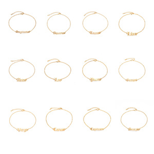 Bracelet en acier inoxydable plaqué or 18 carats avec breloque signe du zodiaque |   Bijoux porte-bonheur de strolologie |   Bracelet chaîne ajustable Horoscope pour femmes - Product Image 4
