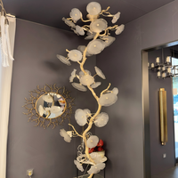 Lustre LED moderne en cristal avec pendentif en cuivre personnalisé IAN pour salle à manger, projet hôtelier, escalier, double plafond