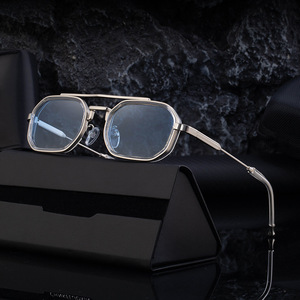 Gafas de Sol HJ-7328 para Hombre, Montura Metálica, Protección UV400, Color Negro, Doble Puente, Estilo Retro, Montura Pequeña, Clase 2 - Product Image 3