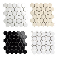 Mosaïque céramique hexagonale, moderne, minimaliste, lumineuse, irrégulière, noire et blanche, antidérapante, pour salle de bain, cuisine, toilettes, carrelage de sol