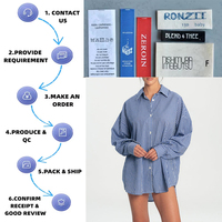Blouses boutonnées surdimensionnées personnalisées chemises à carreaux vichy marine chemisiers vichy pour femmes chemises polo chemises en coton