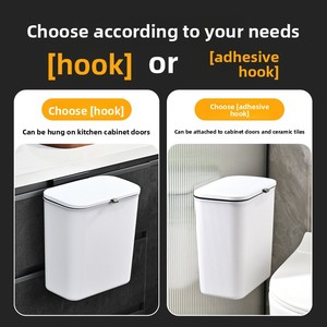 Cubo de Basura de Plástico PP de 5L, Grande, Montado en la Pared, con Tapa, Estilo Homehit, Estructura de Inducción Vertical, para Hogar, Oficina o Cocina - Product Image 4
