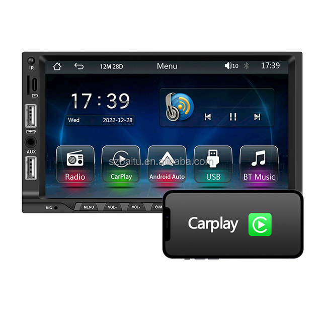 Universal Double Din Touchscreen Car Stereo Wireless Apple CarPlay 2 DIN 7 Inch Car Radio Bluetooth FM Radio Mirror for Toyota