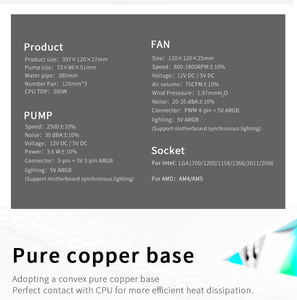 Snowman PC CPU 360mm ของเหลวเย็น PC CPU น้ำเย็นกับ PWM 4 PIN + 5V <span class=keywords><strong>3</strong></span> PIN argh + <span class=keywords><strong>3</strong></span> PIN (ปั๊ม) พร้อมพัดลมระบายความร้อน<span class=keywords><strong>3</strong></span>ตัว-สีดำ - Product Image 4