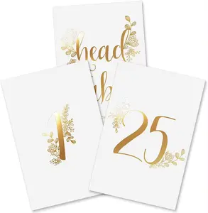 金箔紙カード結婚式4x6両面テーブル番号1-30 & ヘッドテーブルカード