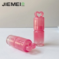 JIEMEI-Bouteille d'huile à lèvres ronde, en stock, emballage de maquillage avec trou de cœur, grande baguette, tube de brillant à lèvres rose vide avec porte-clés