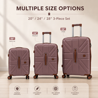 Ensemble de bagages en polypropylène 3 pièces, valise rigide légère avec serrure TSA et roulettes silencieuses pour les voyages