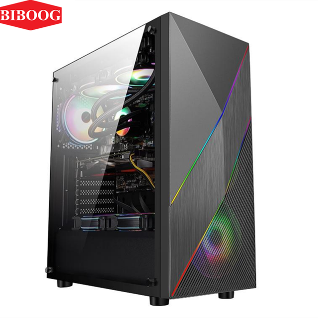 High-quality NEW-ATX computer gaming case with glass window desktop computer - B718