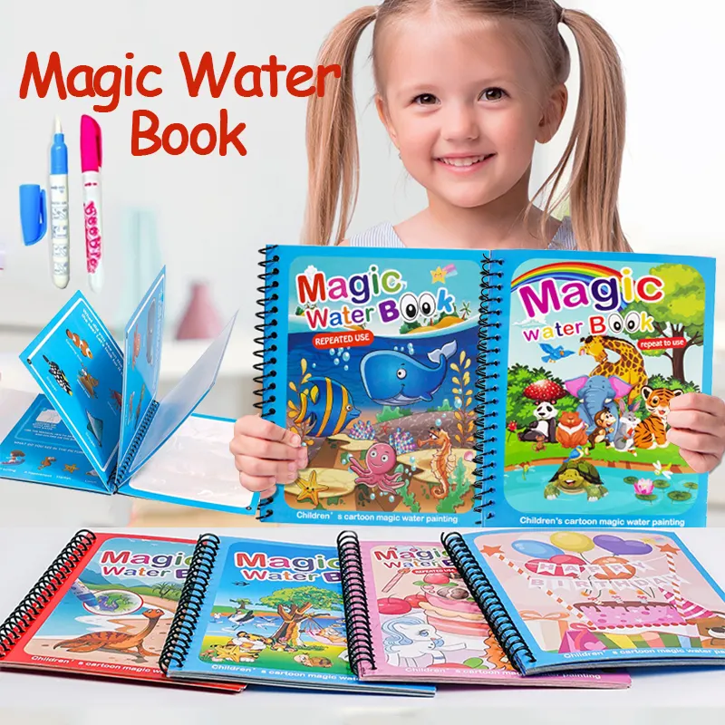 Giocattoli Montessori libro da colorare riutilizzabile libro da disegno con acqua magica pittura giocattoli da disegno giocattoli sensoriali per la prima educazione per bambini
