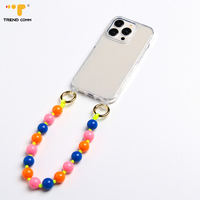 Bracelet en perles arc-en-ciel petit porte-clés de voiture anti-perte avec porte-clé de carte de numéro de téléphone et chaîne de téléphone de plaque pour iPhone 16