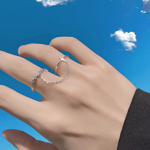 Women's <b>Cross</b> <b>Chain</b> Ring Zinc Alloy Geometric Design Daily Wear Jewelry Pinky Ring - Product Image 4