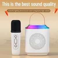 Speaker Nirkabel Portabel untuk Penggunaan di Rumah dengan Lampu LED RGB & Mikrofon Stereo Fitur Jam Komunikasi AUX untuk Audio Karaoke