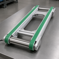Convoyeur à bande incurvée GOLDGUN haute efficacité en PVC/PU, vert, pour le transport alimentaire, vitesse 10-70 m/min, moteur 220V