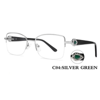 Monturas de Gafas Metálicas de Media Montura FEROCE de Lujo para Mujer con Decoración de Piedras Preciosas en Forma de Gota, Estilo Joyería de Diseñador
