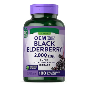 Compléments alimentaires à base de plantes : capsules de sureau noir pour le soutien immunitaire, comprimés de sureau, capsules de sureau noir, extrait de sureau - Product Image 1