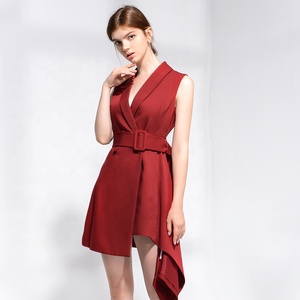 2019 <span class=keywords><strong>de</strong></span> alta-mujeres ropa vestidos <span class=keywords><strong>de</strong></span> fiesta Sexy vestido <span class=keywords><strong>sin</strong></span> mangas <span class=keywords><strong>de</strong></span> oficina para <span class=keywords><strong>damas</strong></span> con cinturón - Product Image 4