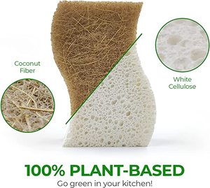 Phân hủy sinh học tự nhiên nhà bếp miếng bọt biển thân thiện với môi compostable cellulose dừa Quả Óc Chó Scrubber phổ biến miếng bọt biển cọ rửa miếng đệm - Product Image 5