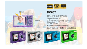 デュアルスクリーン4Kミニデジタルカメラ17-30倍光学ズームLEDフラッシュクリエイティブフィルタースマイル連続撮影ミニキッズカメラ - Product Image 3