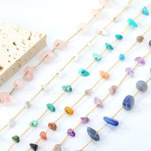 Bracelet chaîne en acier inoxydable plaqué or 18 carats avec pierres naturelles, étanche, pour femme, idéal pour l'été – Vente en gros - Product Image 3