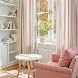 Jinchan Colorful Polyester Eco-Friendly All-Season Grommet <strong>Curtains</strong> Nursery Living Room Multi Red Beige <strong>Striped</strong> Cute <strong>Ticking</strong> - Product Image 2