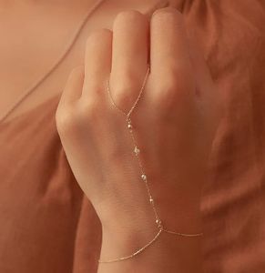 مجوهرات ملهمة مطلية بالذهب عيار 18 من الفولاذ المقاوم للصدأ الفاخر غير مشوه سلسلة صغيرة خاتم معصم إصبع سوار موضة عيد الحب - Product Image 5