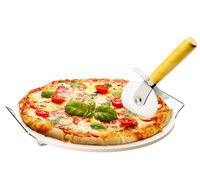 Unicook Pierre à pizza robuste de 15 pouces pour four et grill, résistante aux chocs thermiques, pour des croûtes croustillantes, personnalisée, avec raclette incluse pour