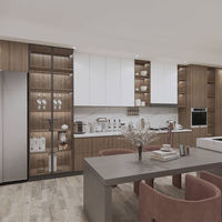 Îlot de cuisine en bois massif moderne et écologique CBMmart avec évier - Conception modulaire, plan de travail en stratifié/quartz