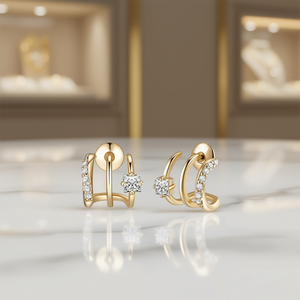 Orecchini a perno di lusso placcati oro con strass in cristallo taglio principessa e design geometrico per donna, da indossare tutti i giorni - Product Image 2