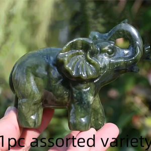 Estatua de elefante de jade Xiuyu natural pulido de 2 pulgadas, adorno de animal de jade hecho a mano, piedra curativa de chakra, artesanía para colección - Product Image 3