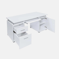 Escritorio Moderno Blanco para Computadora con 3 Cajones y Almacenamiento en Gabinete, Fácil Montaje (Bandeja para Teclado de Chapa de Madera Incluida)