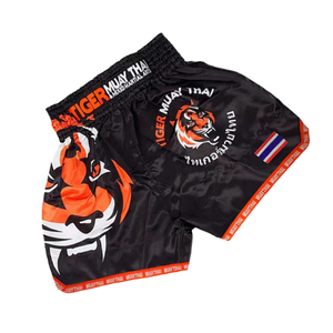 กางเกงมวยไทยไทเกอร์มวยไทยสำหรับผู้ชาย สีดำ สีส้ม ลายเสือ ระบายอากาศได้ดี ผลิตจากโพลีเอสเตอร์ ชุดกีฬา ศิลปะการต่อสู้ - Product Image 6