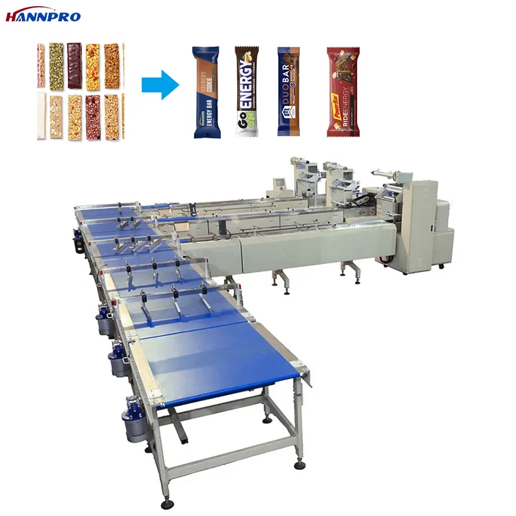 HANNPRO Full Automatic Energy Bar Production Packing Line Cereal Power Bar Packing Machine Protein Energy Bar Packing Machine