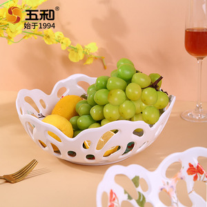Five And Harmony Hollow Fruit Basket White Ceramic High-End Home Living Room Coffee Table Fruit Plate Reusable - Product Image 4