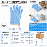 Gants de four à micro-ondes en silicone isolés, résistants à la chaleur et imperméables, avec motif à pois imprimé