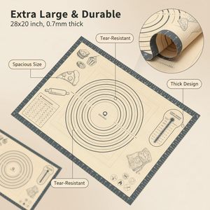 Tappetino <span class=keywords><strong>in</strong></span> Silicone Extra Spesso Antiaderente per Pasticceria, Accessori da Cucina, Foglio da Forno per Croste di Torte, Pane a Lievitazione Naturale, Rivestimento per Forno - Product Image 2