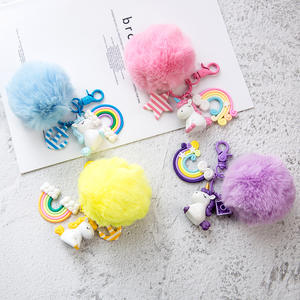 Colorful Wholesale Puff Ball Faux Rabbit Fur Furry Furball Keychains Plush Fur Ball Keychain Princess Pom Pom Keychain - Product Image 5